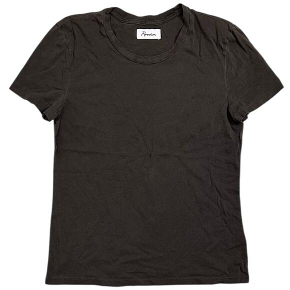 Rowan Women's T-Shirt Tyler Supima Cotton Short Sleeve Top Tee in Dark Brown - Picture 1 of 1